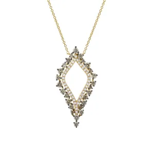 14k Yellow Gold White & Champagne Diamond Necklace - 0.94ct V0068