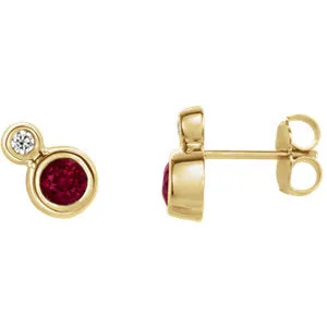 14K Yellow Ruby & .03 CTW Diamond Earrings