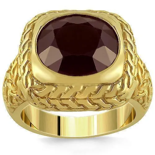 14K Yellow Solid Gold Mens Ruby Ring 9.00 Ctw