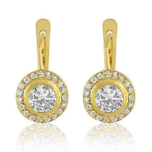 14K Yellow Solid Gold Womens Diamond Earrings 1.75 Ctw