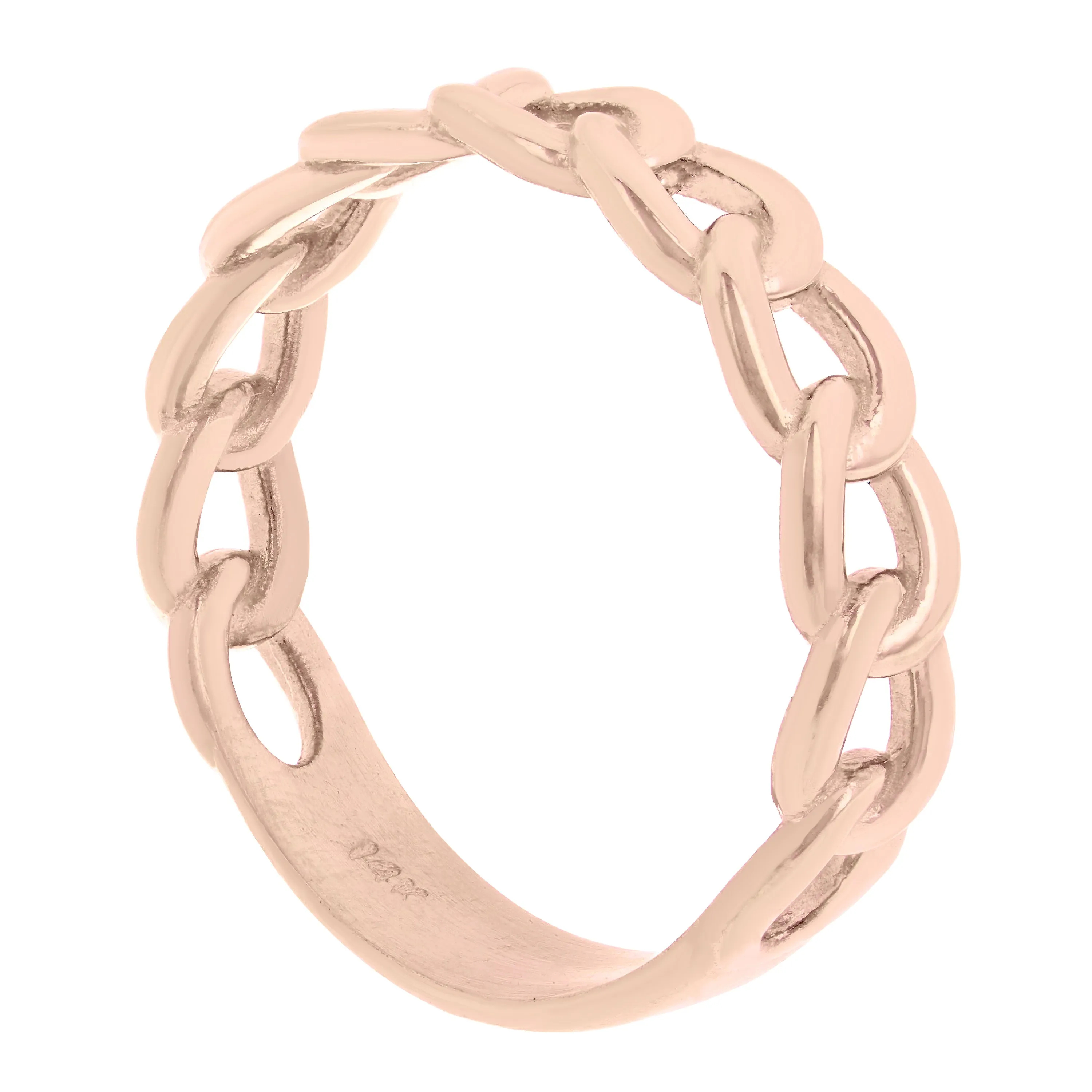14k Yellow White or Rose Gold Cuban Link Ring Chain Stackable Ring Band Size 9