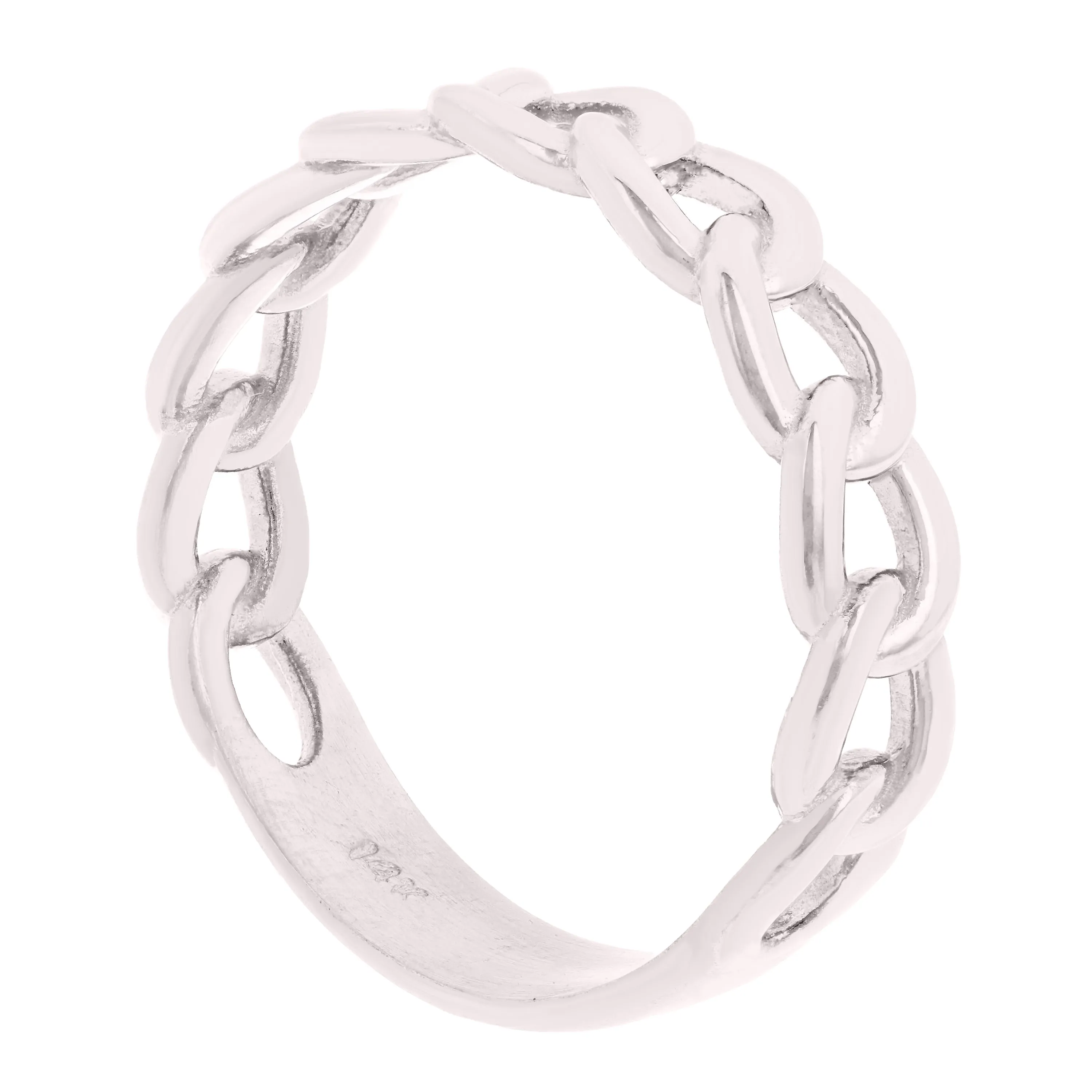 14k Yellow White or Rose Gold Cuban Link Ring Chain Stackable Ring Band Size 9