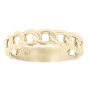 14k Yellow White or Rose Gold Cuban Link Ring Chain Stackable Ring Band Size 9
