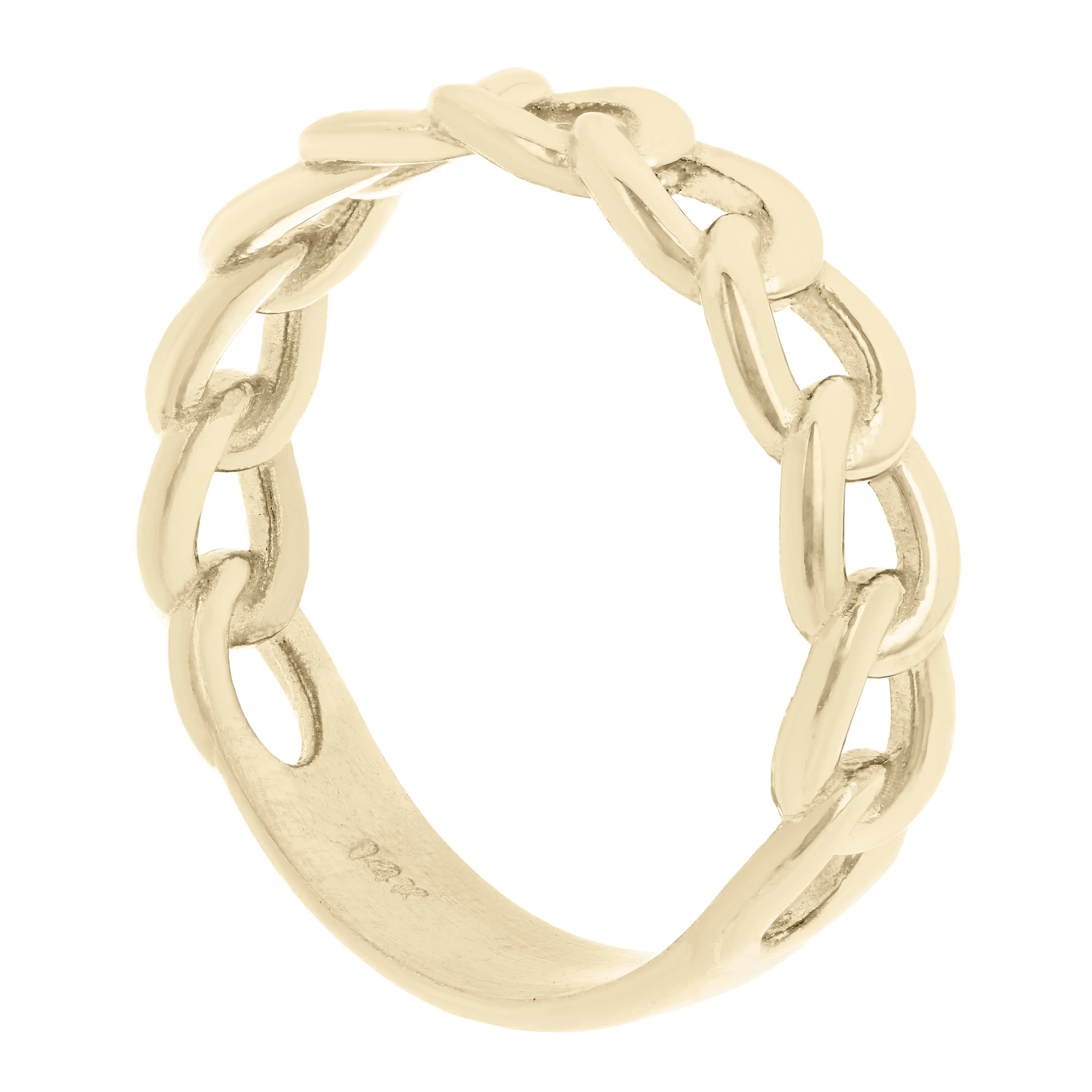 14k Yellow White or Rose Gold Cuban Link Ring Chain Stackable Ring Band Size 9
