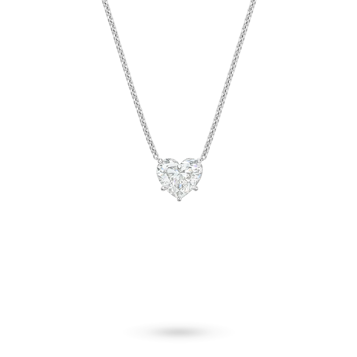 14kt White Gold Heart-Shape Lab Diamond Pendant Necklace, 1.00TCW