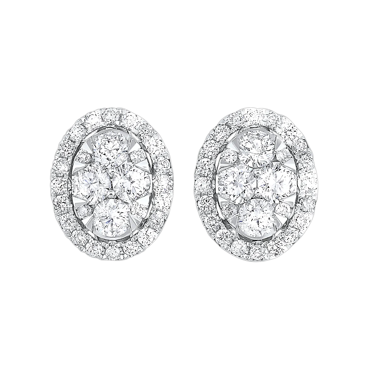 14KTW Uno Halo Round Earrings 3/4 Ctw