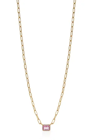 14KY Single Pink Sapphire Necklace