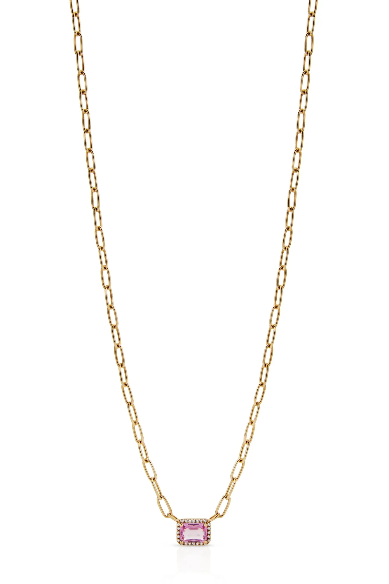 14KY Single Pink Sapphire Necklace