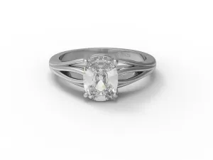 1.5 Ct Cushion Moissanite 925 Sterling Silver Solitaire Split Shank Women Ring