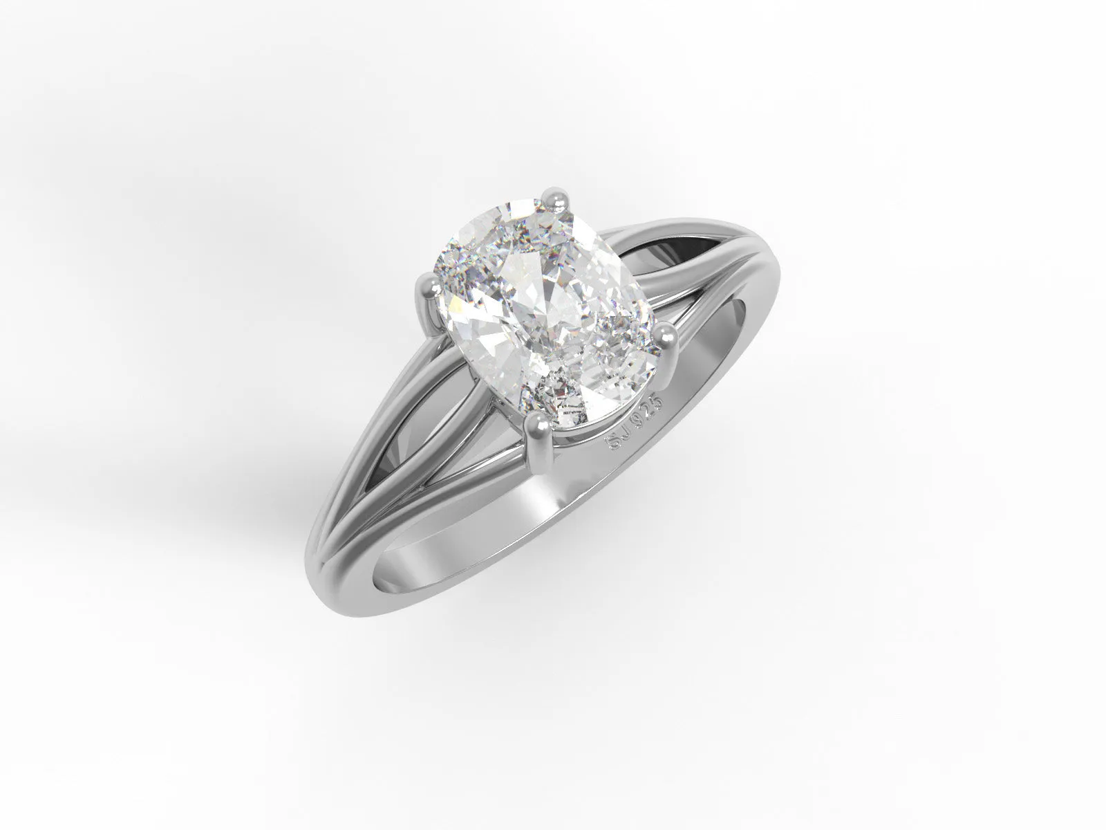 1.5 Ct Cushion Moissanite 925 Sterling Silver Solitaire Split Shank Women Ring