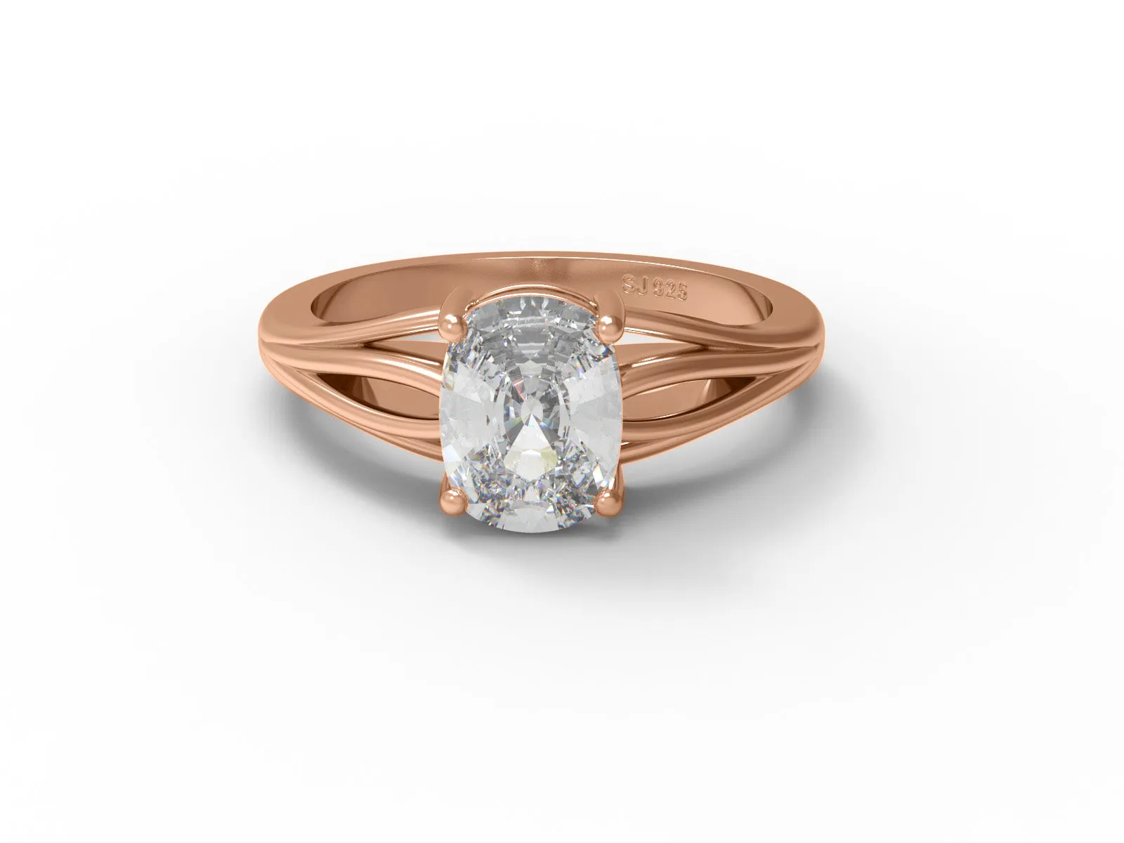 1.5 Ct Cushion Moissanite 925 Sterling Silver Solitaire Split Shank Women Ring
