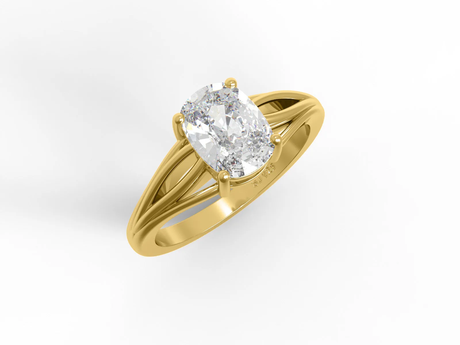 1.5 Ct Cushion Moissanite 925 Sterling Silver Solitaire Split Shank Women Ring