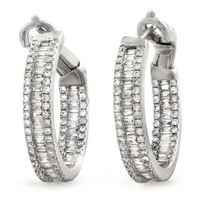 1.57ct Total Diamond In&Out Style 18k White Gold Huggie Earrings