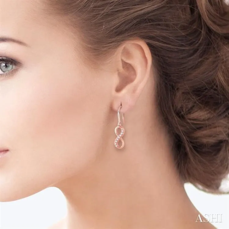 1/6 ctw Round Cut Diamond Infinity Petite Earrings in 10K Rose Gold