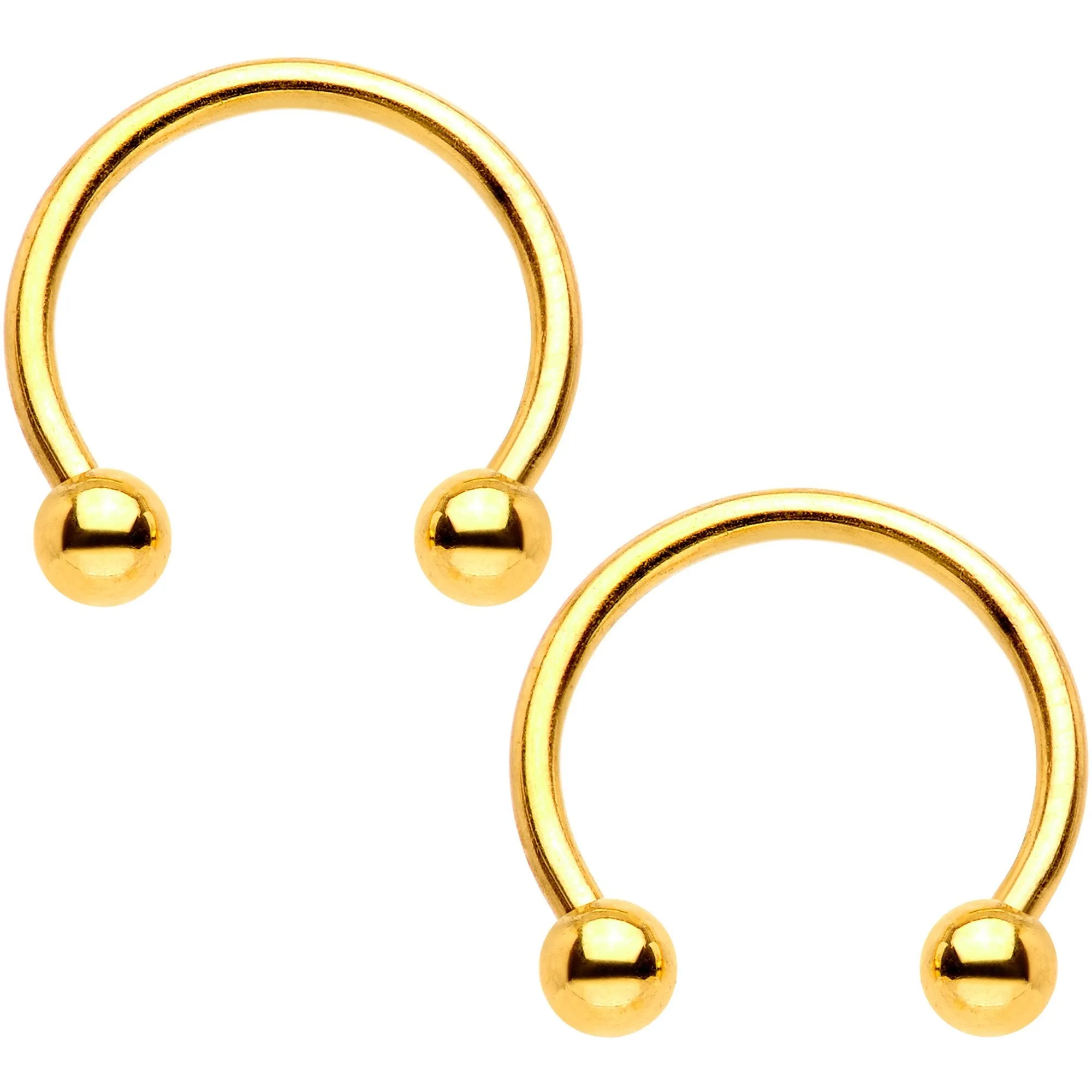 16 Gauge 3/8 Gem Golden Night Sky Horseshoe BCR Captive Ring Set