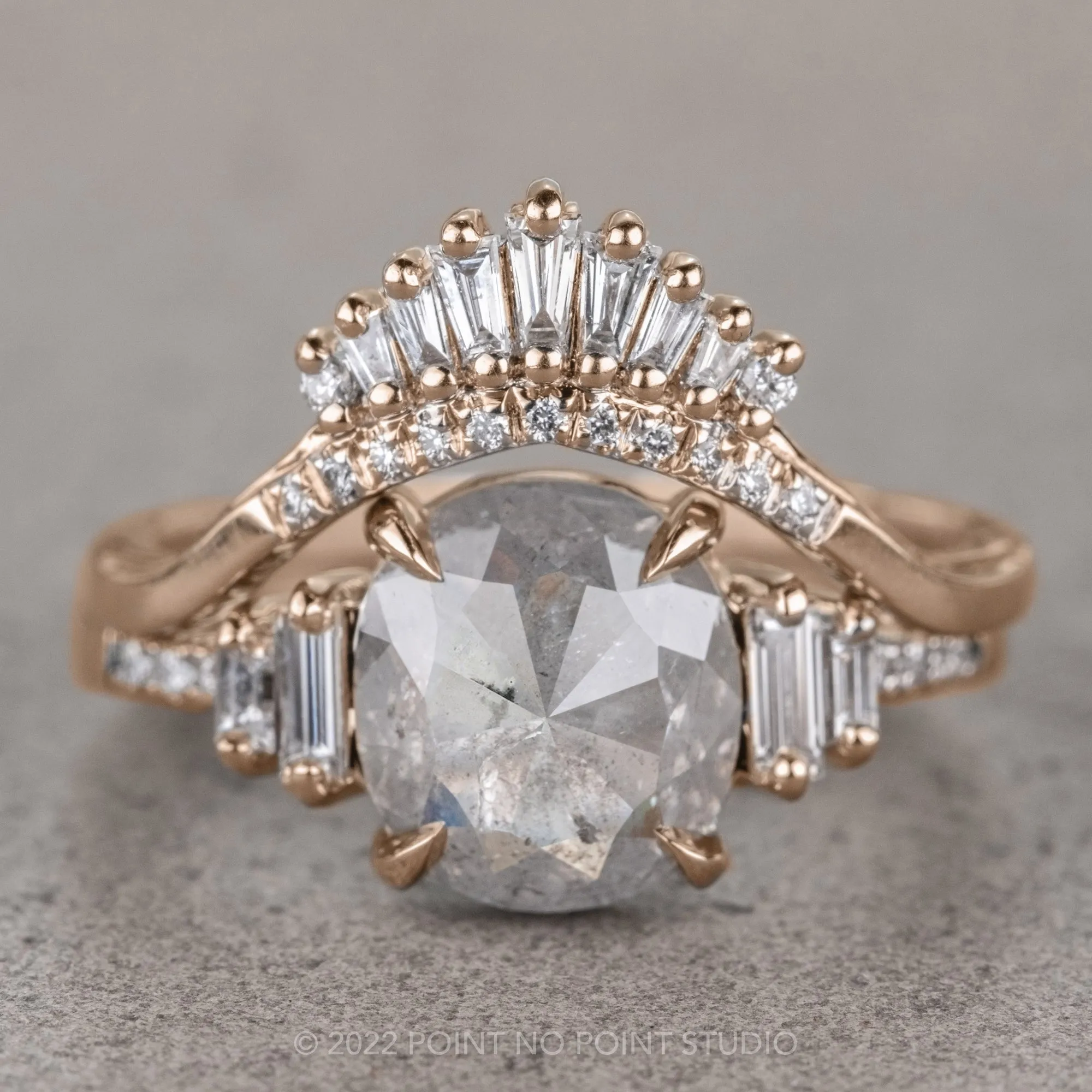 1.67 Carat Icy White Cushion Diamond Engagement Ring, Betsy Setting, 14K Rose Gold