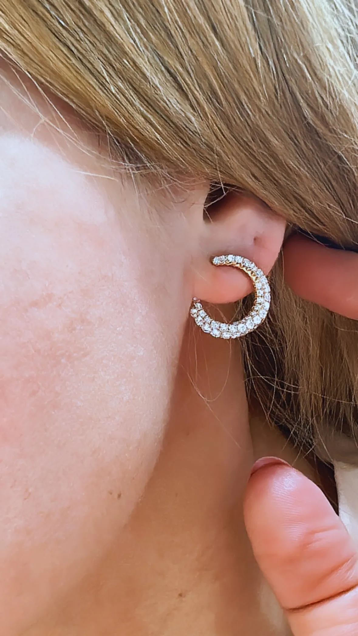 1.70ct tw Diamond Fancy Pave Half Circle Earrings