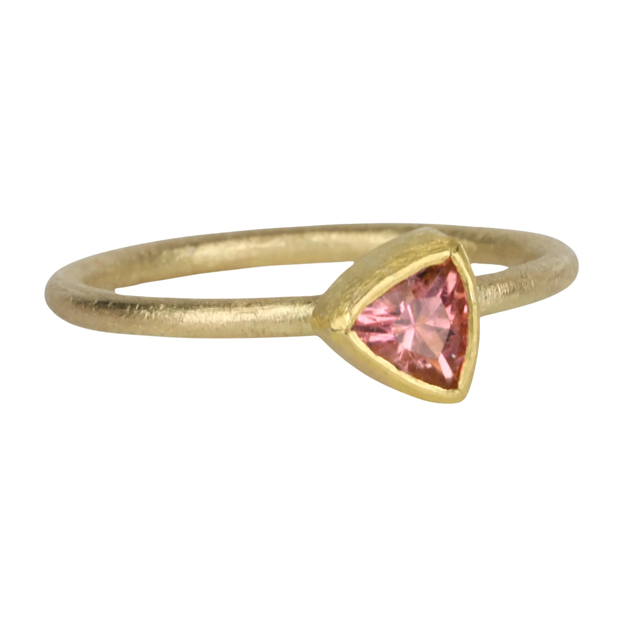 18 & 22K Gold Bezel-Set Trillion Pink Tourmaline Ring