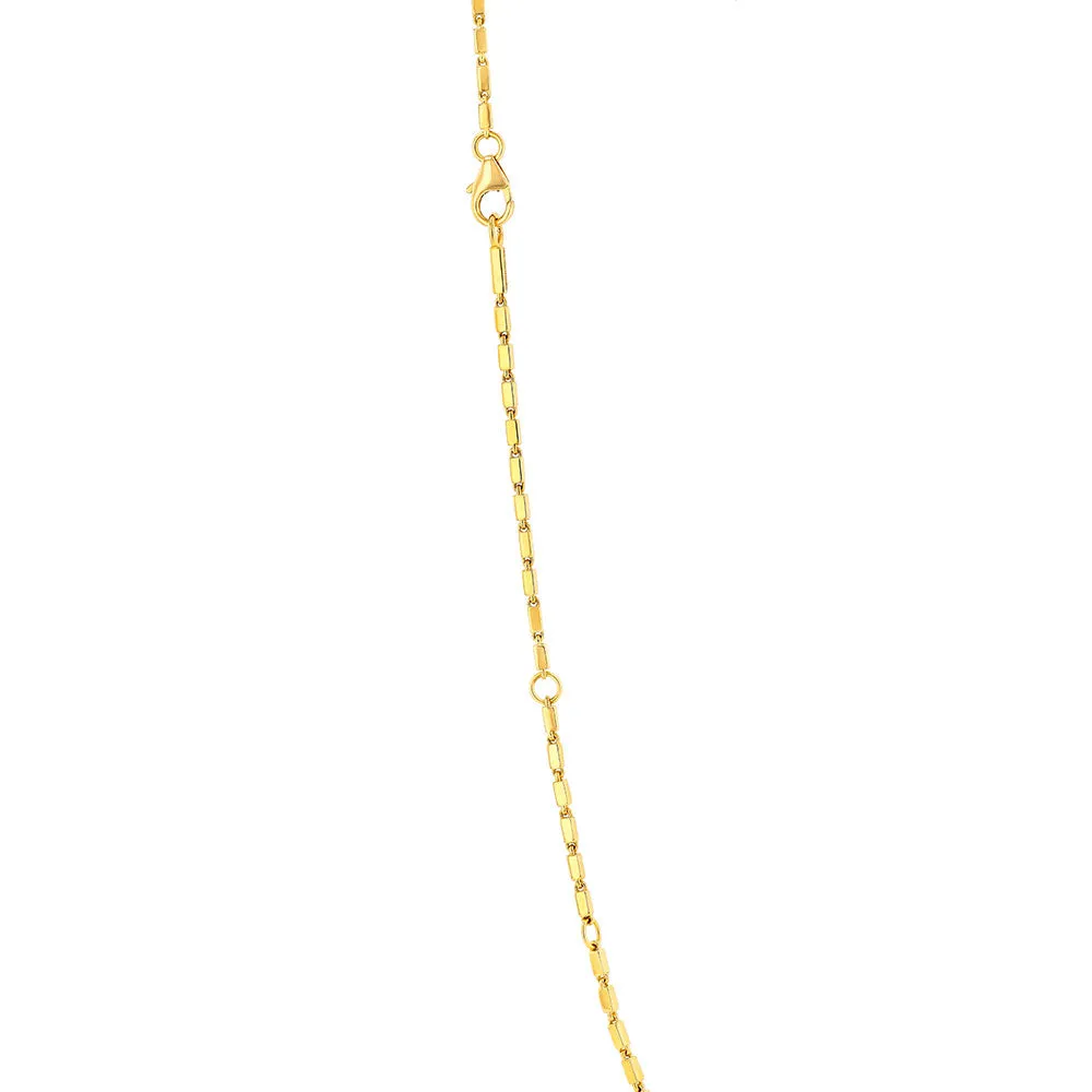 18 Karat Yellow Gold Small Link Necklace with Multi Colored Sapphires