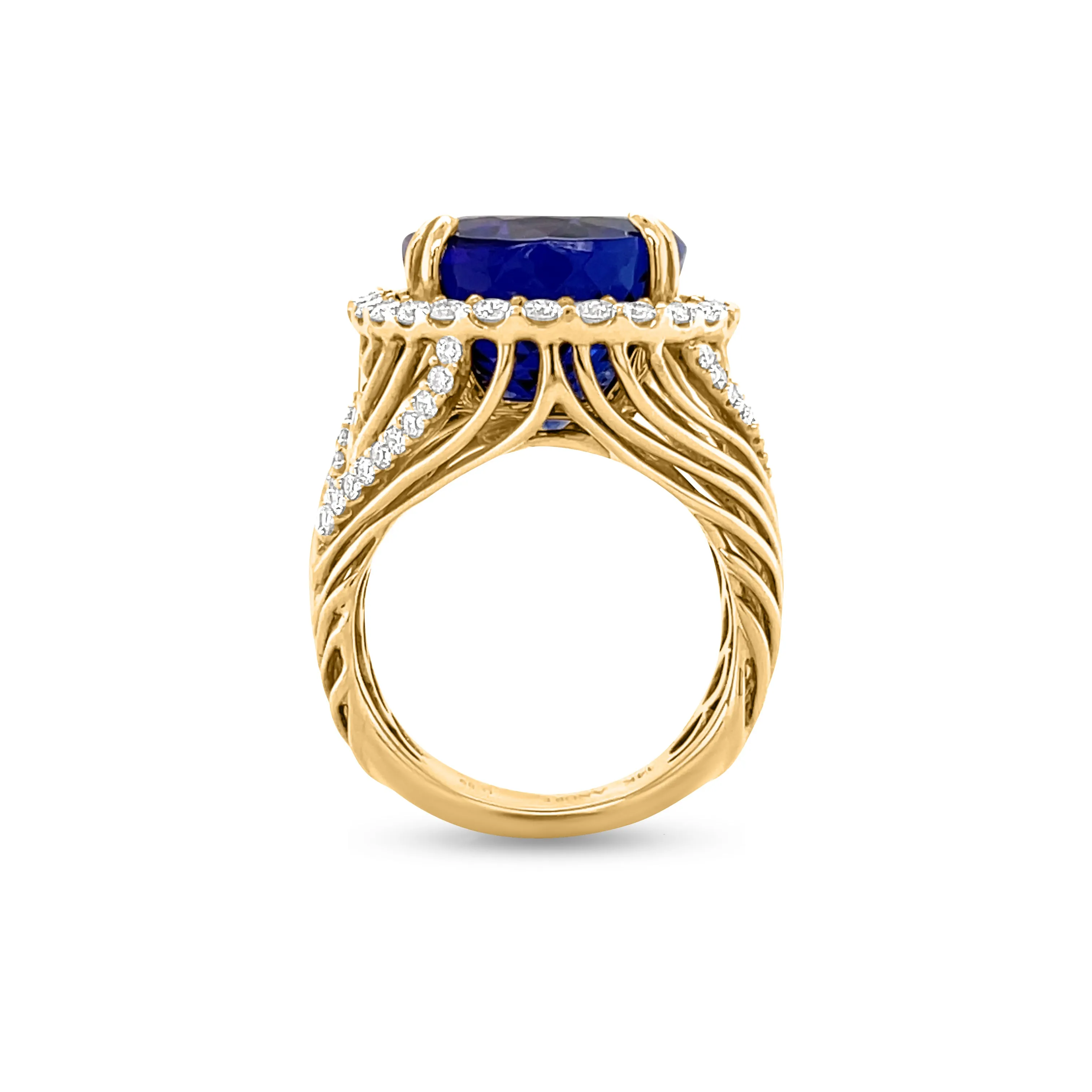 18.56 Carat Tanzanite Gemstone Ring in 14k Yellow Gold