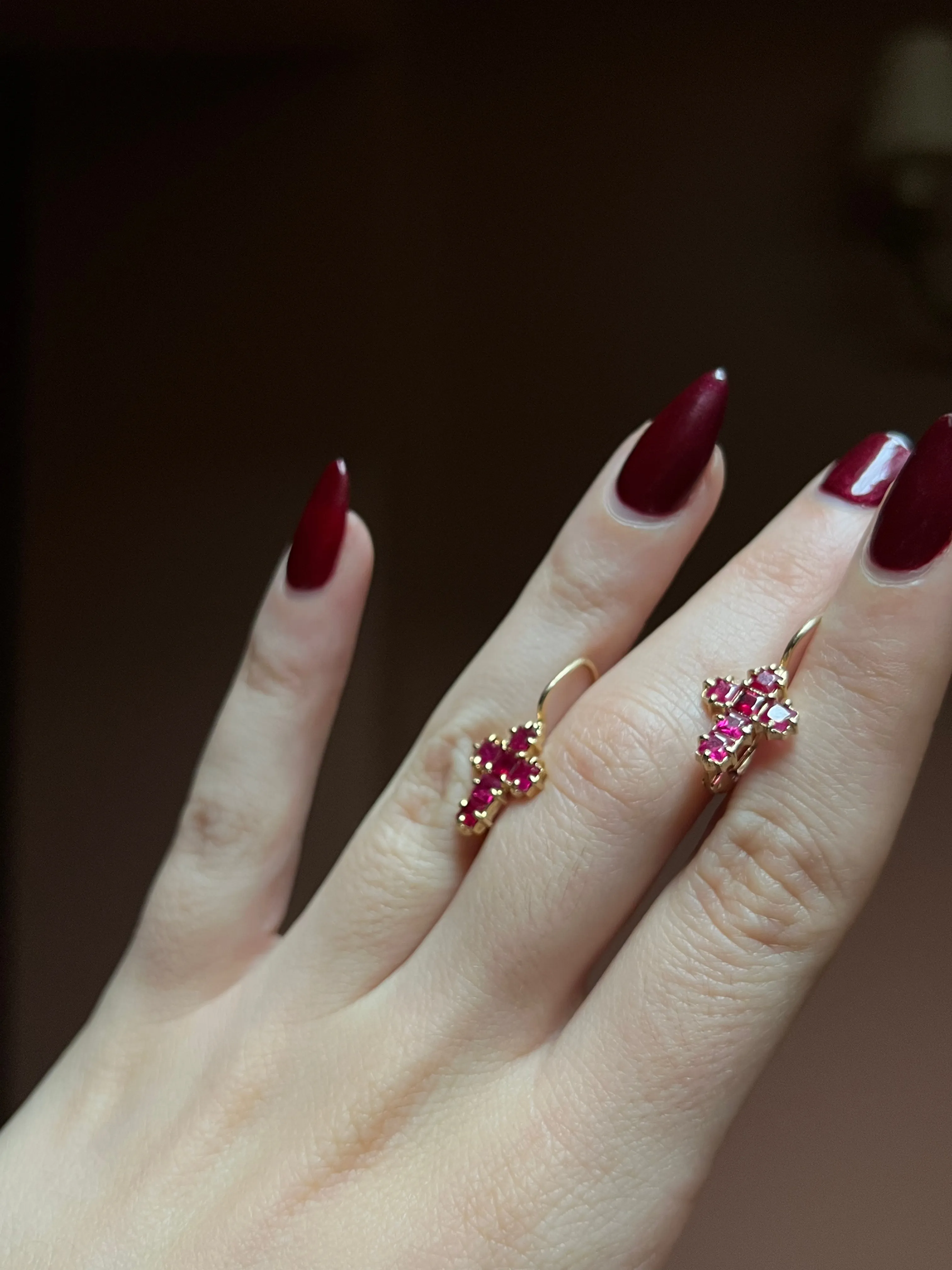 18ct Ruby Cross Earrings