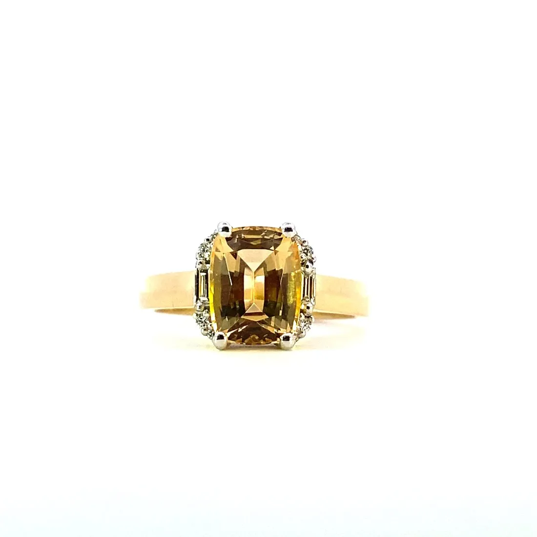 18ct yellow gold Imperial Topaz and Diamond Ring.