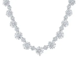18k Classy White Gold Diamond Necklace - 12.81ct V0087