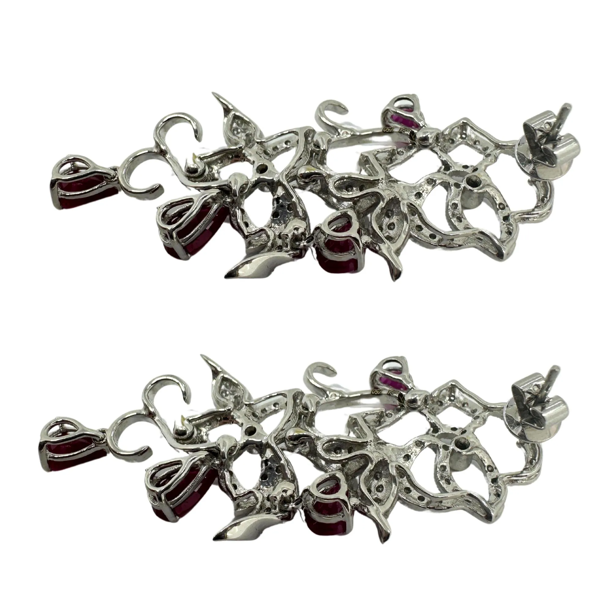 18k Diamond and Pear Shaped Ruby Earrings