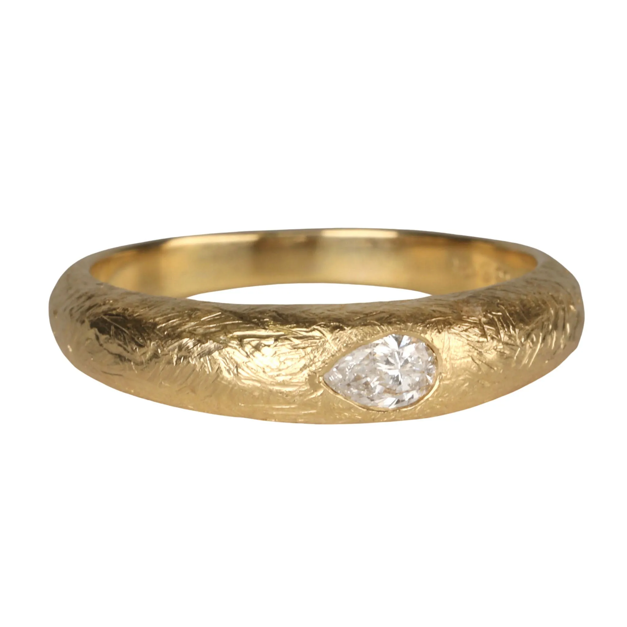 18K Gold "Boulder Bombe" Ring Featuring Pear-Shaped Diamond