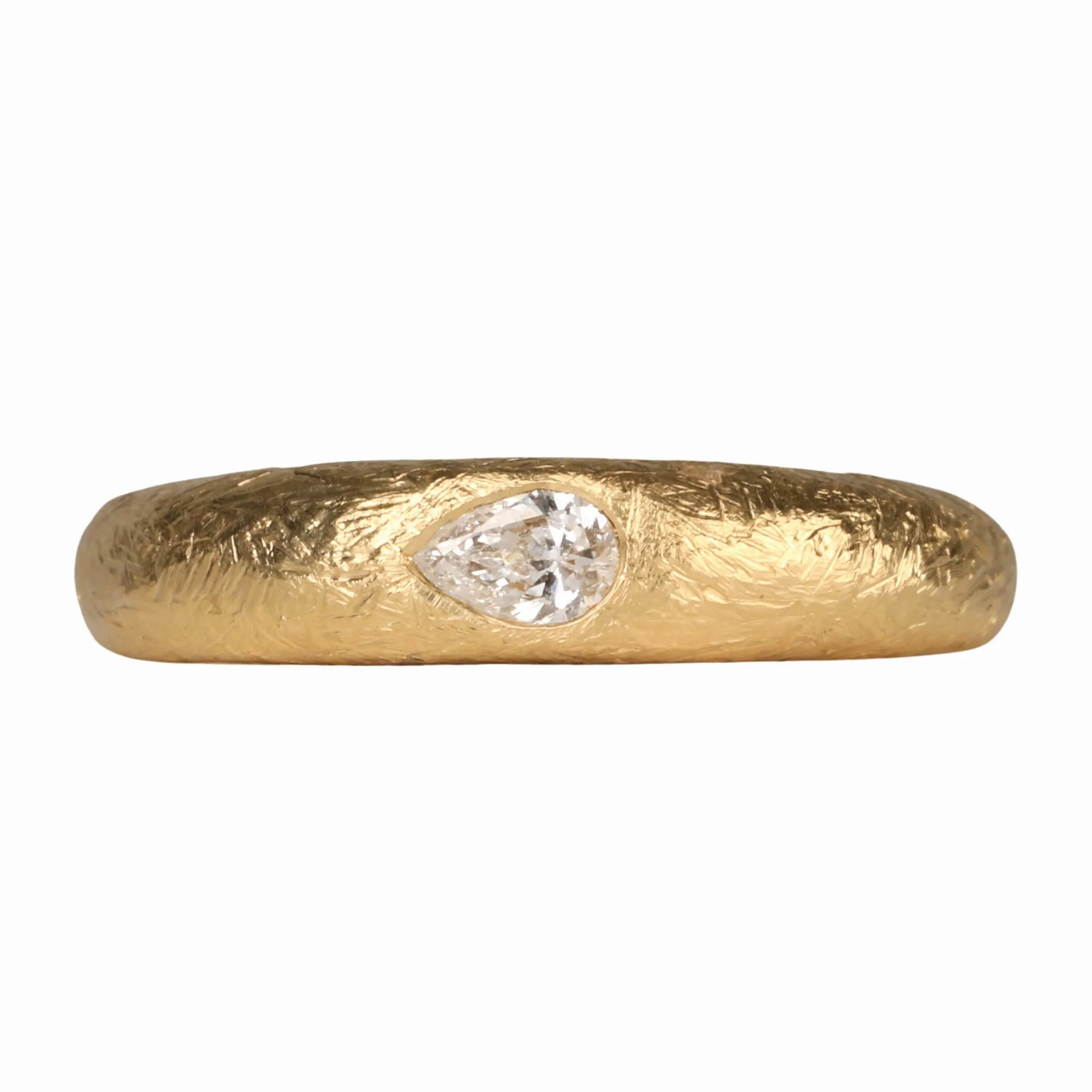 18K Gold "Boulder Bombe" Ring Featuring Pear-Shaped Diamond