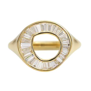 18K Gold Tapered Baguette Diamond "Sphere" Ring