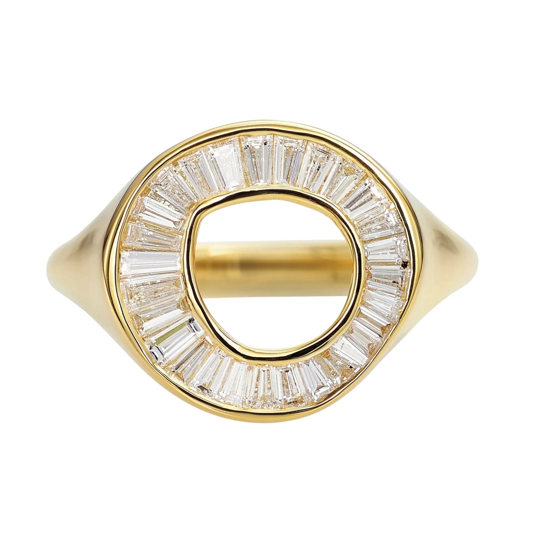 18K Gold Tapered Baguette Diamond "Sphere" Ring