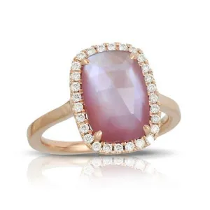 18k Rose Gold Doves Cushion Cut Ring