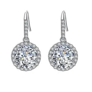 18k Round Halo Moissanite Earrings | White Gold Halo Round Cut Moissanite Studs | 2ct 2ct White Gold Moissanite Earring Studs | Certificate