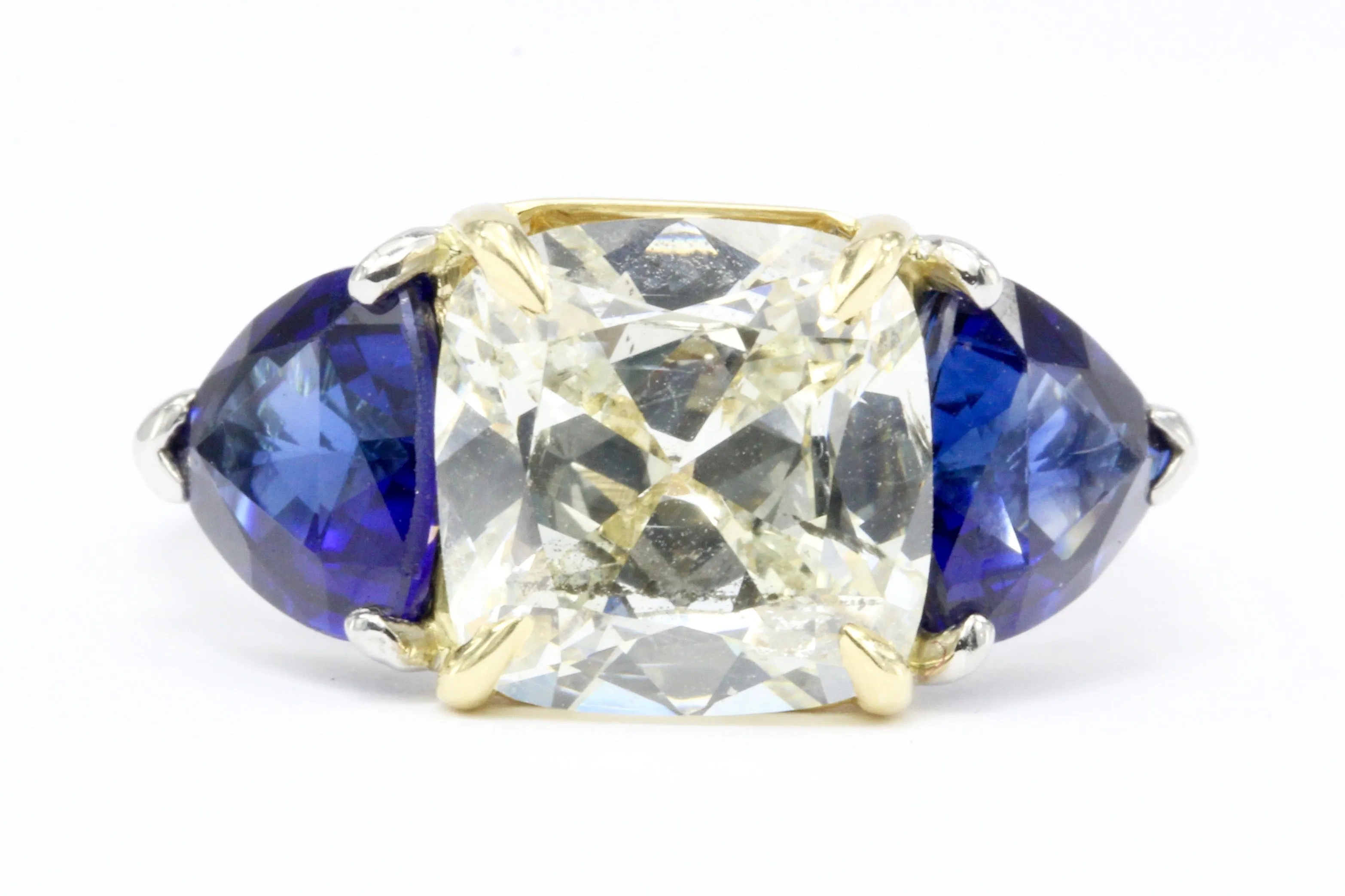 18K White Gold & Platinum 3.11 GIA M I1 1.5ct Natural Sapphire Ring