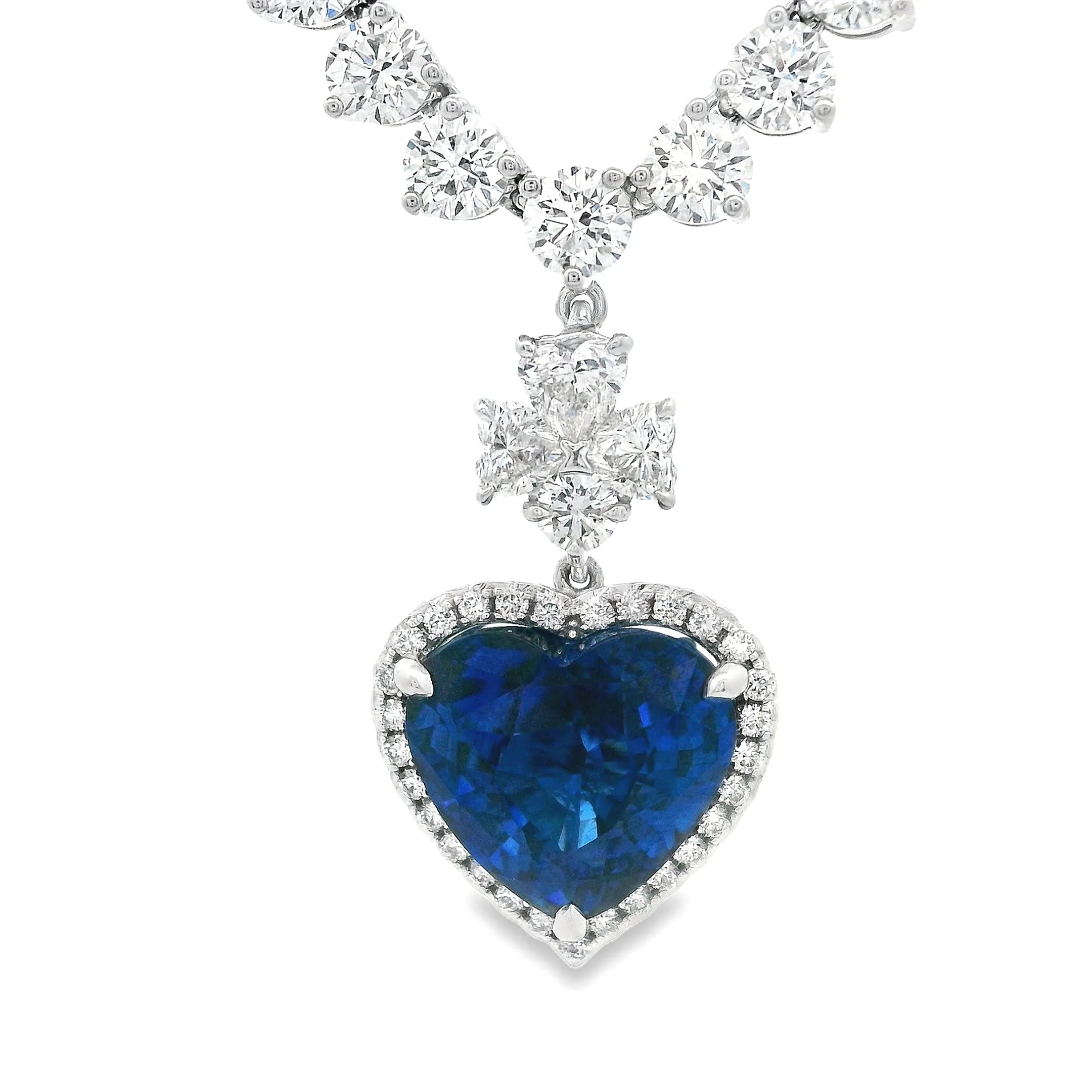18k White Gold Diamond and Sapphire Necklace