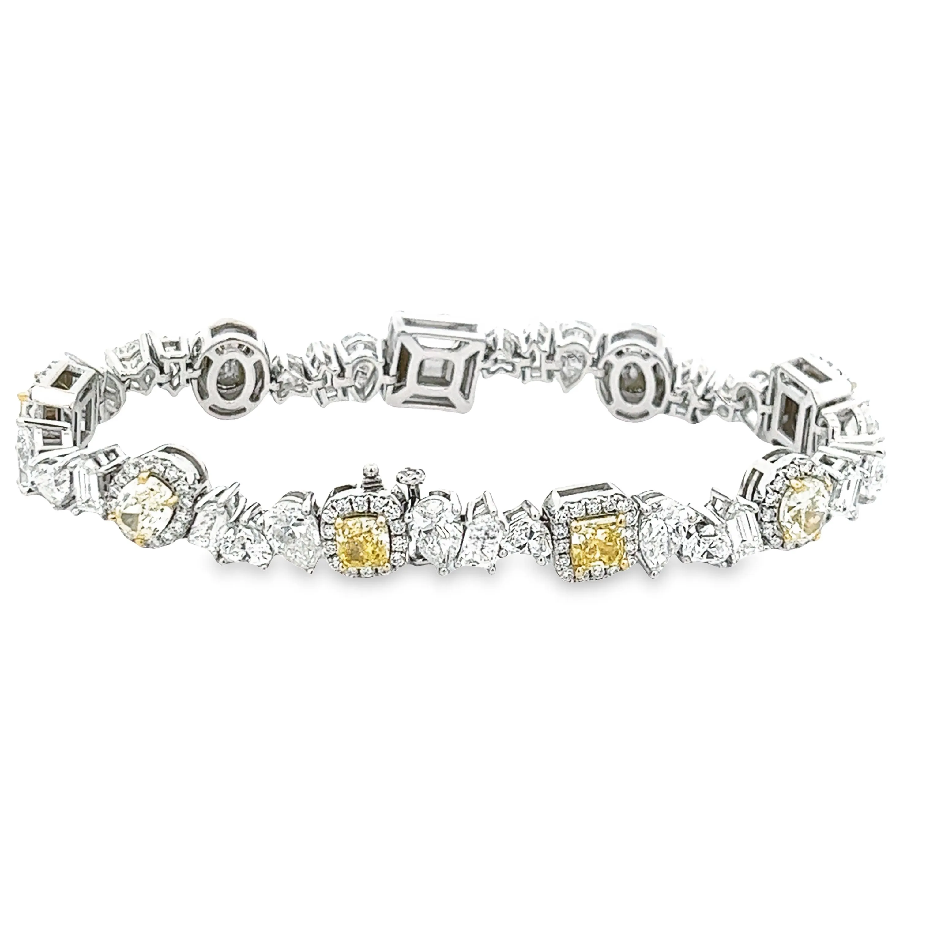 18k White Gold Yellow & White Diamond Bracelet