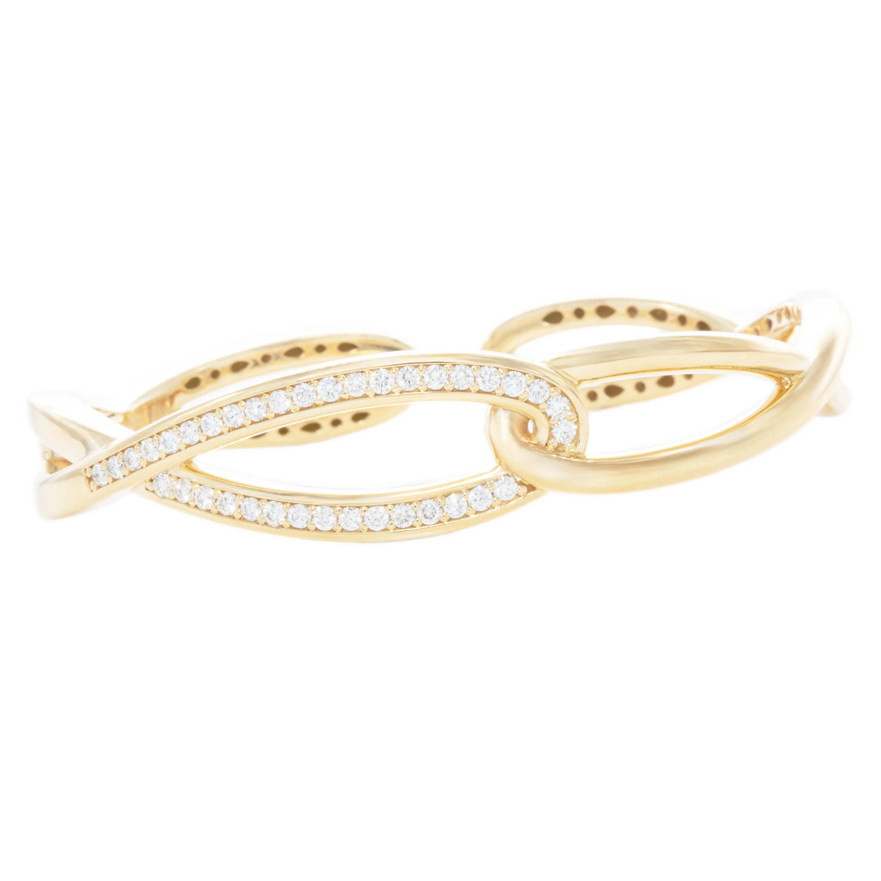 18k Yellow Gold Diamond Cuff Bangle