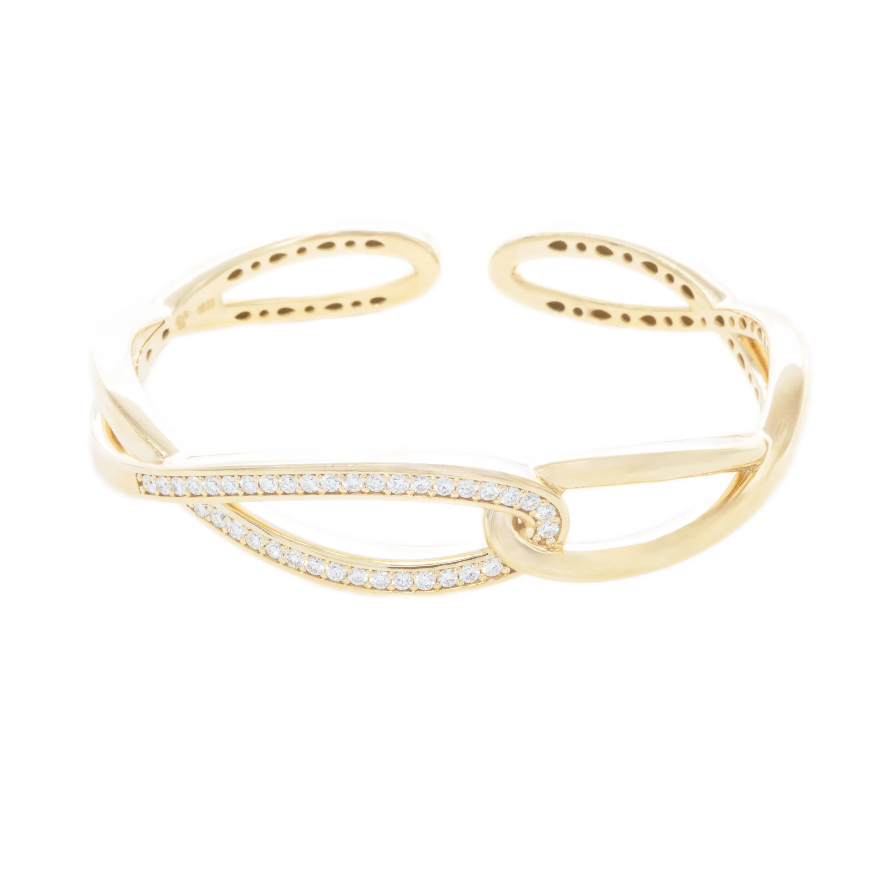 18k Yellow Gold Diamond Cuff Bangle
