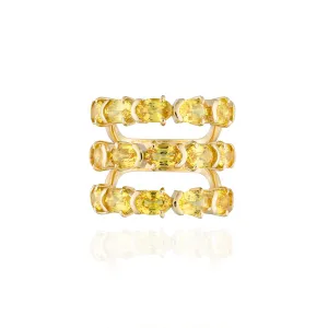 18K Yellow Gold Ring with  Yellow Sapphires