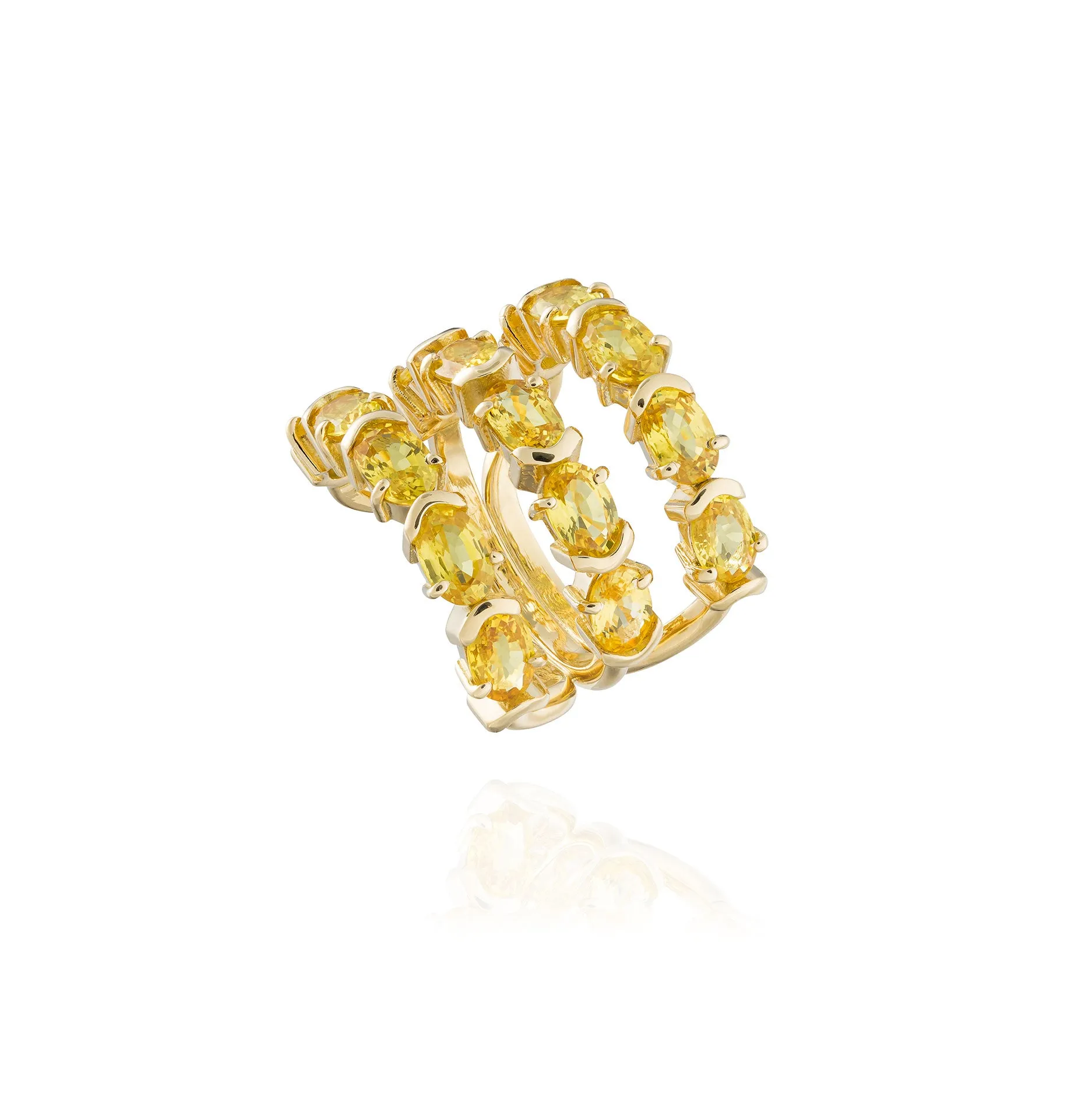 18K Yellow Gold Ring with  Yellow Sapphires