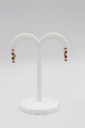 18Karat Yellow Gold Ruby and Diamond Hoop Earrings