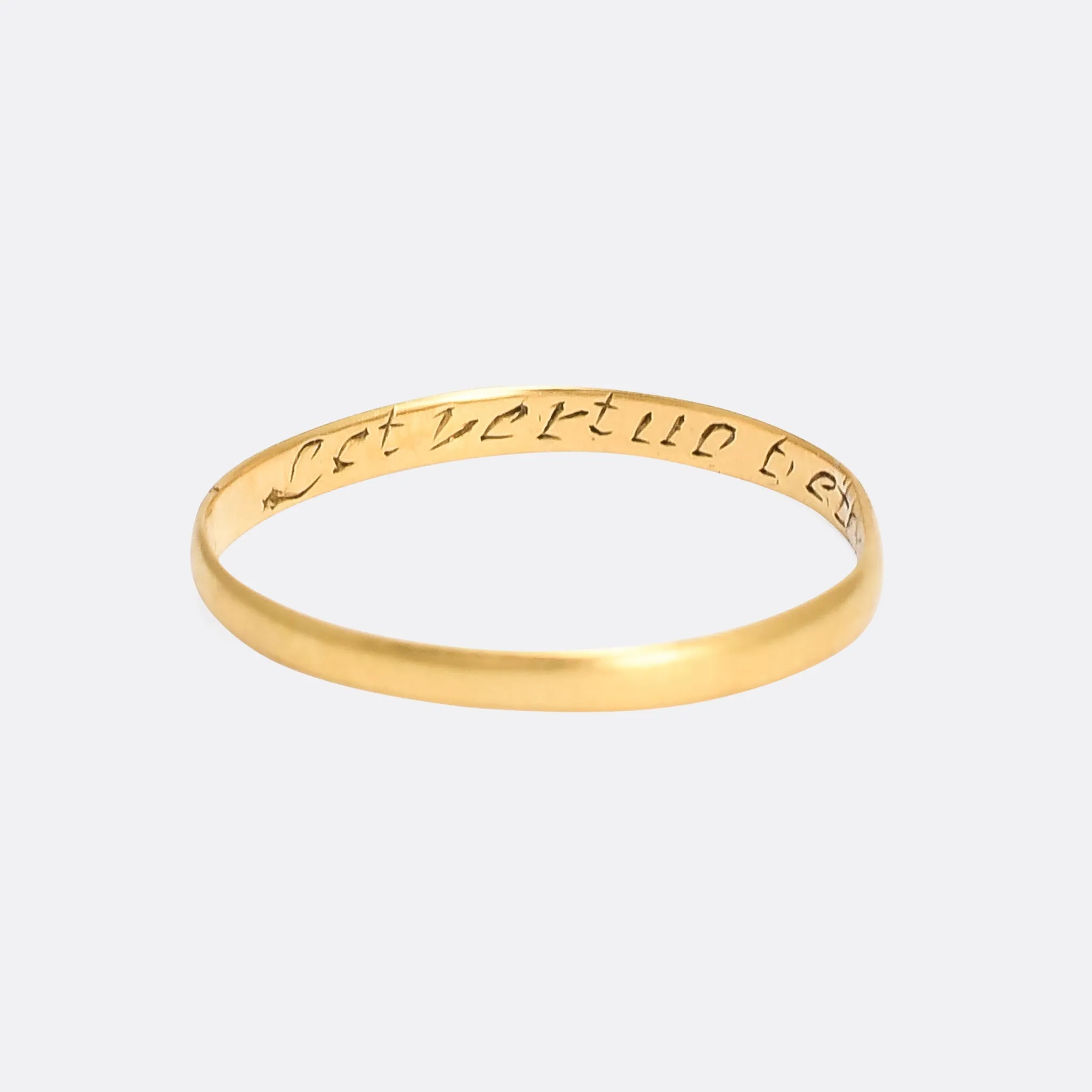 18th Century Gold Posy Ring "Let Virtue Be Thy Guide"