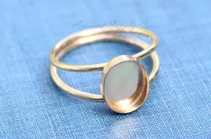18x13mm Oval bezel Gold Double Band Ring blank