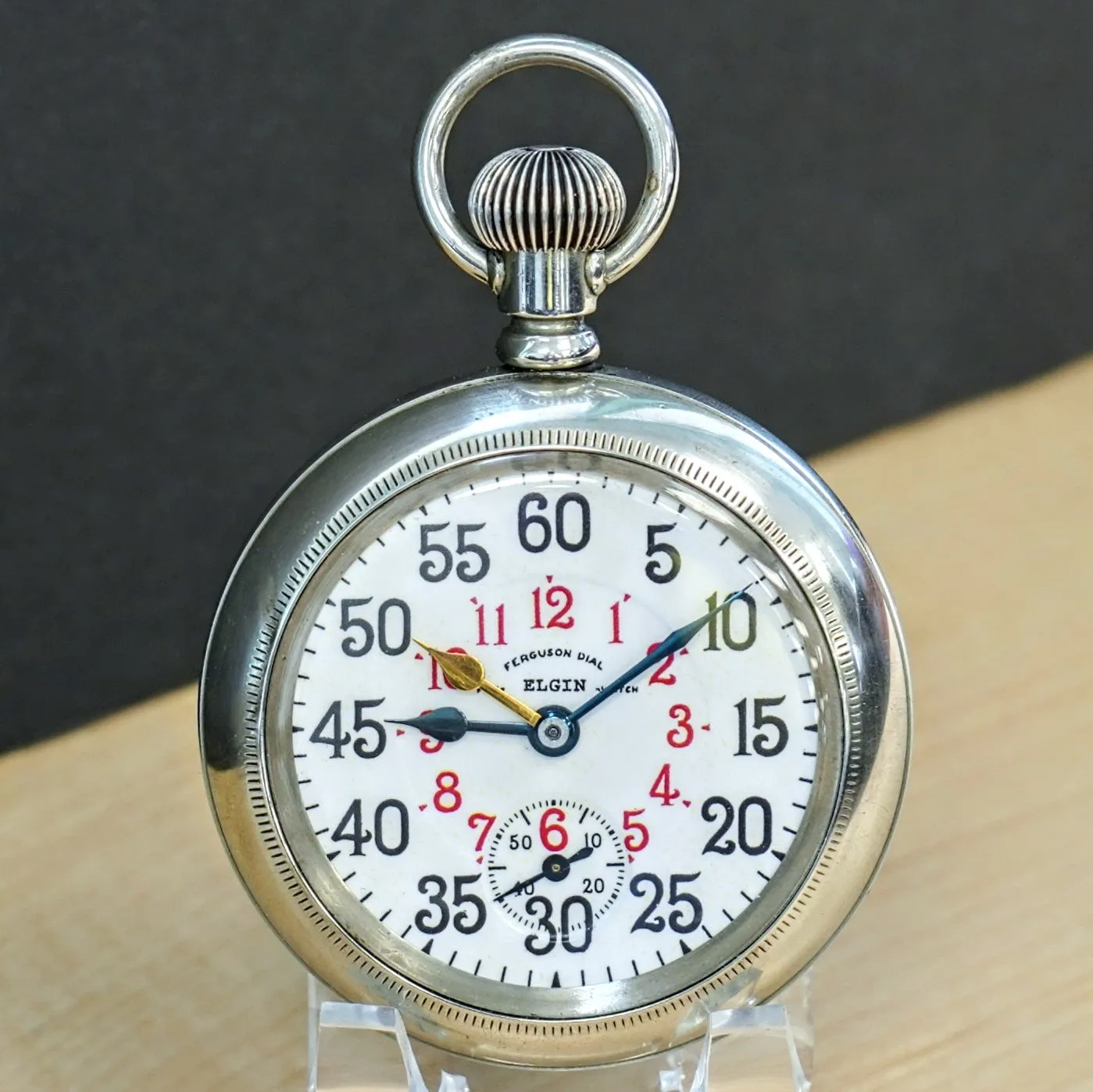 1911 ELGIN B.W. Raymond Rail Road Pocket Watch Ferguson Dial 18s Openface 21 Jewels