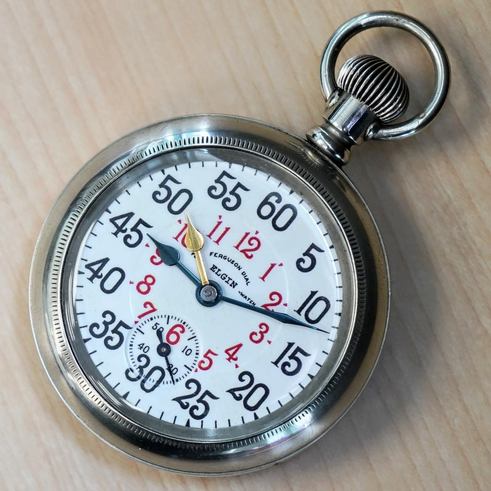 1911 ELGIN B.W. Raymond Rail Road Pocket Watch Ferguson Dial 18s Openface 21 Jewels