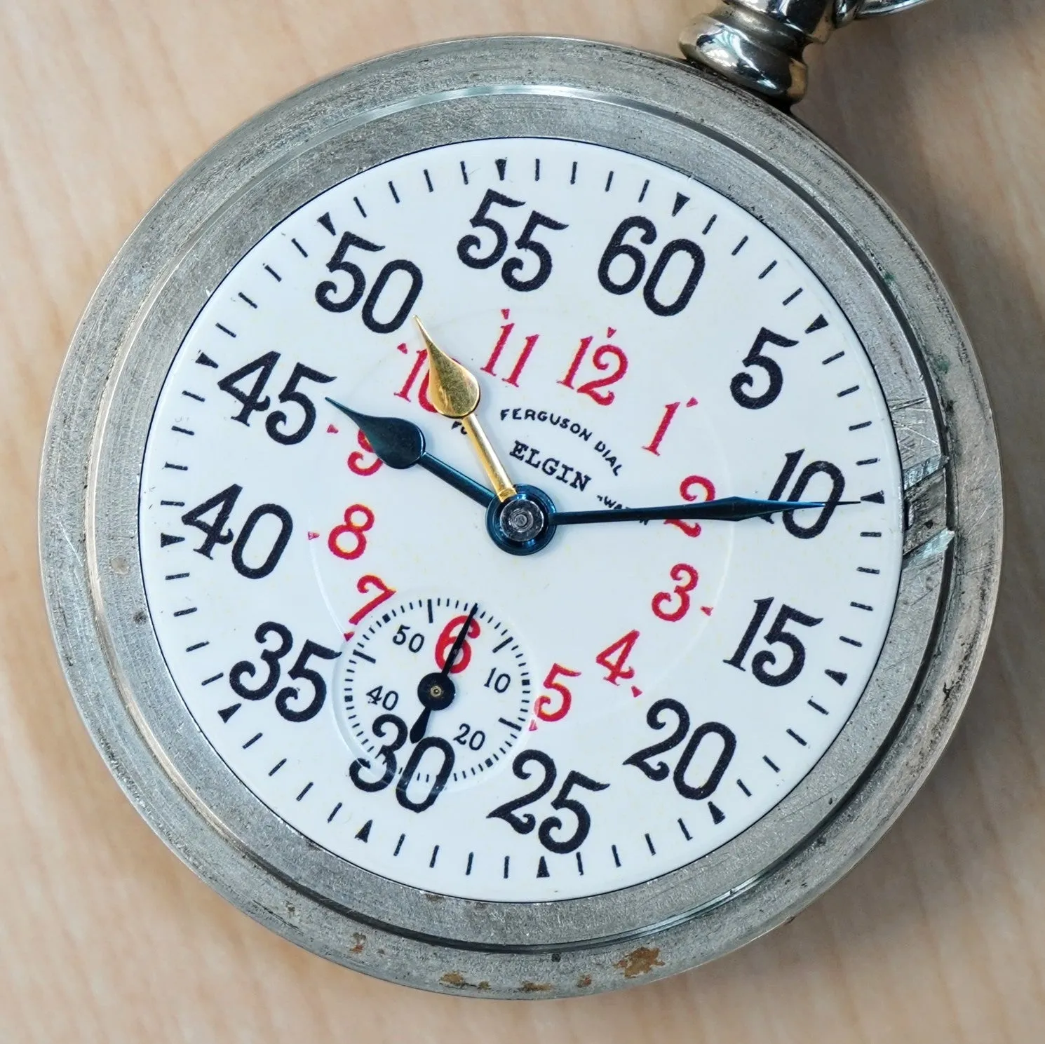 1911 ELGIN B.W. Raymond Rail Road Pocket Watch Ferguson Dial 18s Openface 21 Jewels