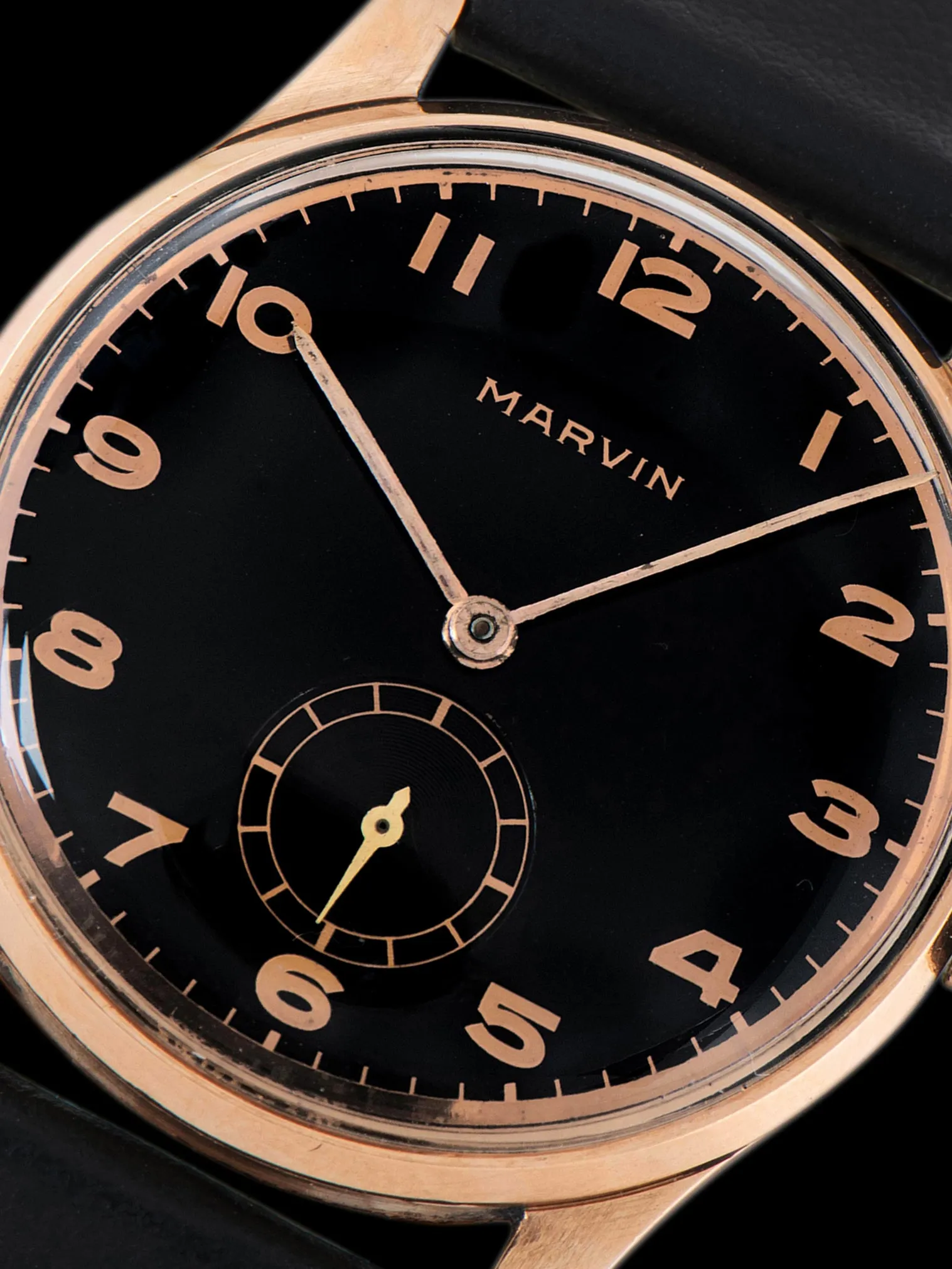 1940s Marvin Dress Watch 14K RG "Gilt" Dial
