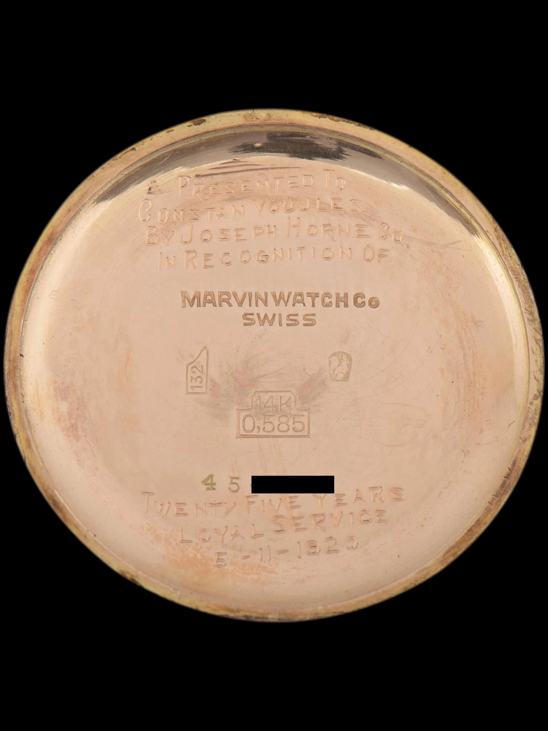 1940s Marvin Dress Watch 14K RG "Gilt" Dial