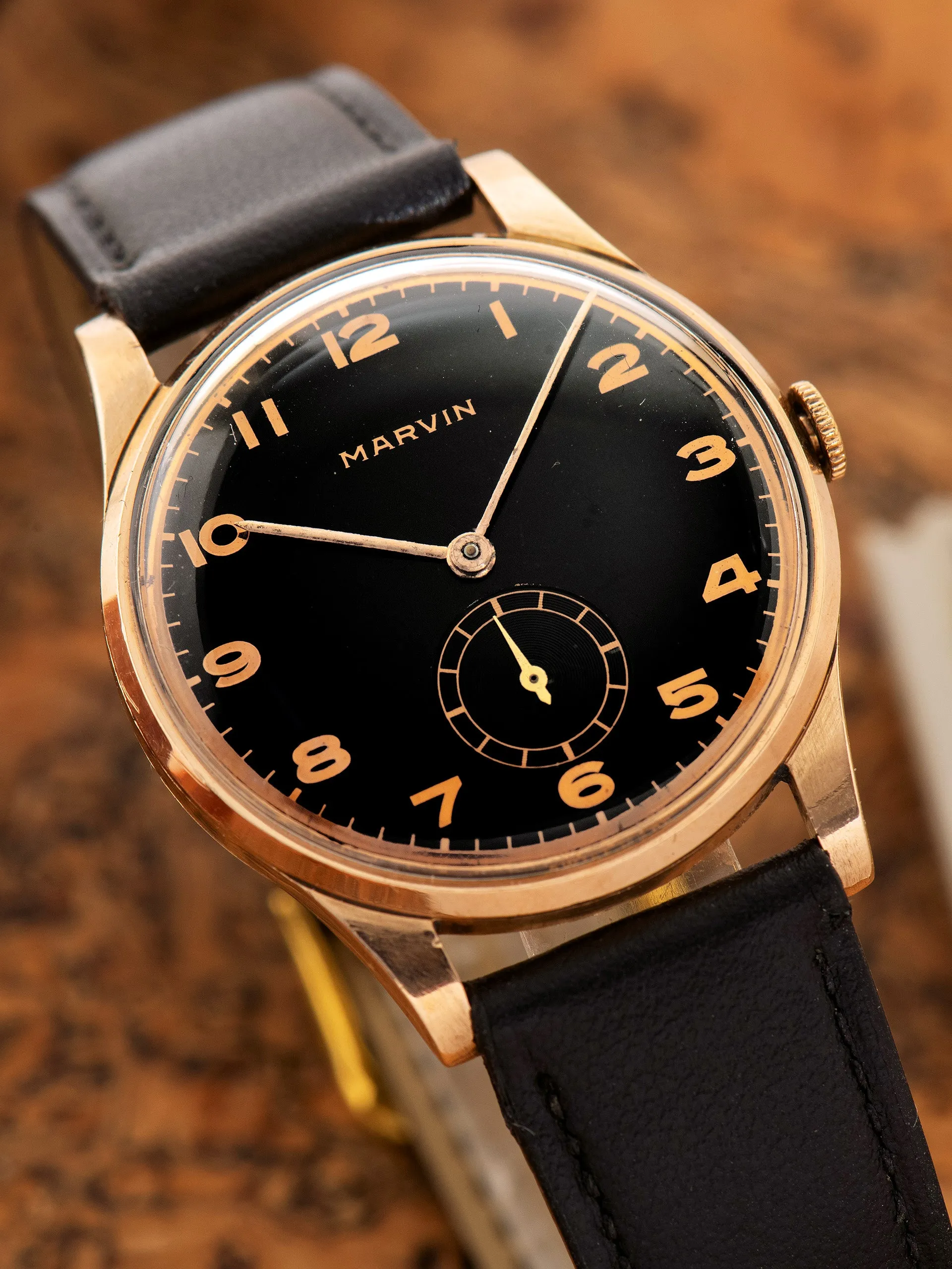 1940s Marvin Dress Watch 14K RG "Gilt" Dial